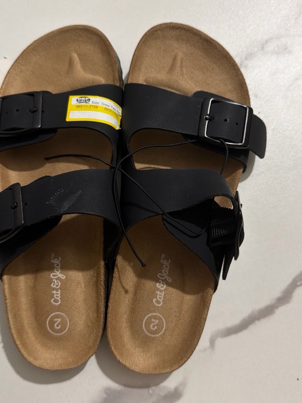 Cat & Jack Black Double-Strap Buckle Slide Sandals